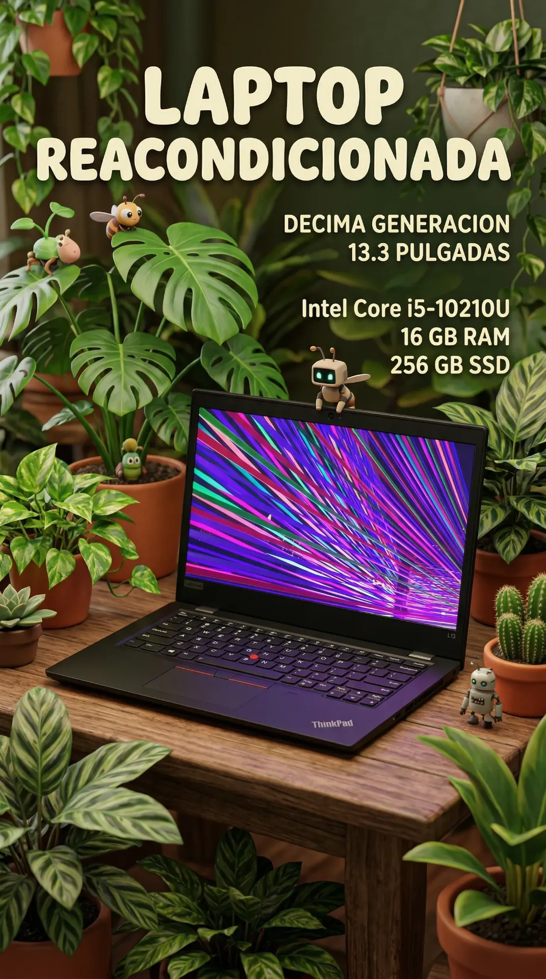 Laptop reacondicionada Lenovo Thinkpad L13 pantalla: 13.3 Pulgadas,  Intel Core i5-10210U Decima Generacion  16 GB RAM  256 GB SSD