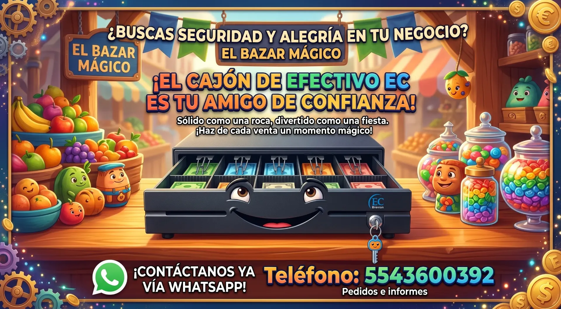 ECLINE Cajon de Dinero CD-100M-II, capacidad de 5 billetes 8 monedas con llaves, nuevo caja maltratada