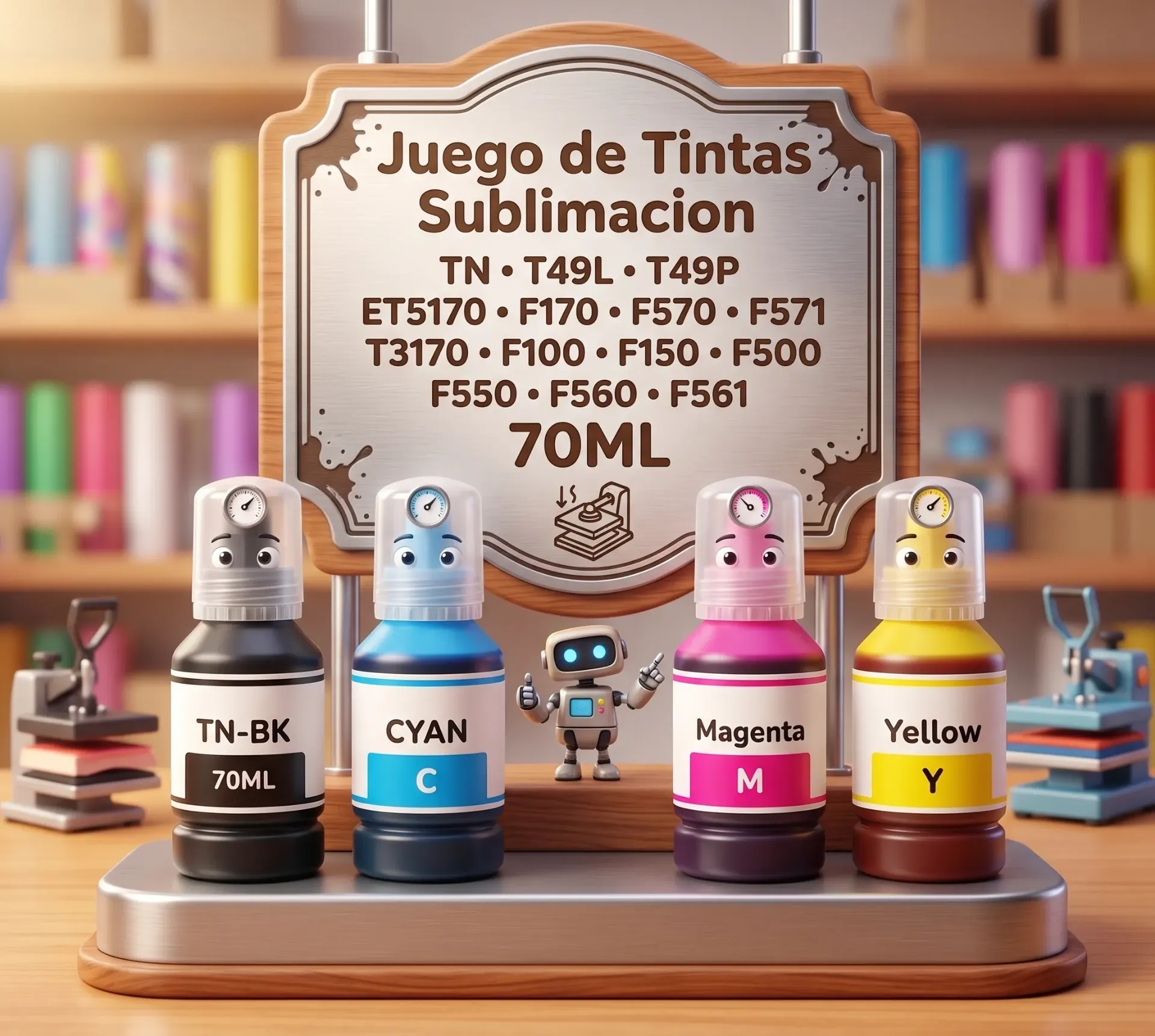 Juego 4 tintas sublimacion TN T49L T49P ET5170 F170 F570 F571 T3170 F100 F150 F500 F550 F560 F561 70ML por color Envio Gratis