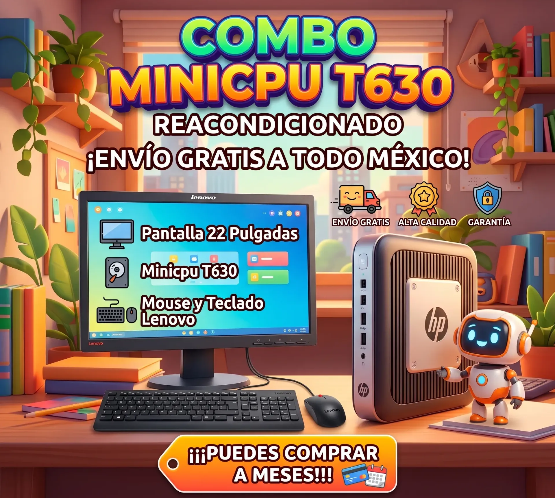Combo Minicpu T630 reacondicionado pantalla 22 pulgadas mouse teclado Envio gratis