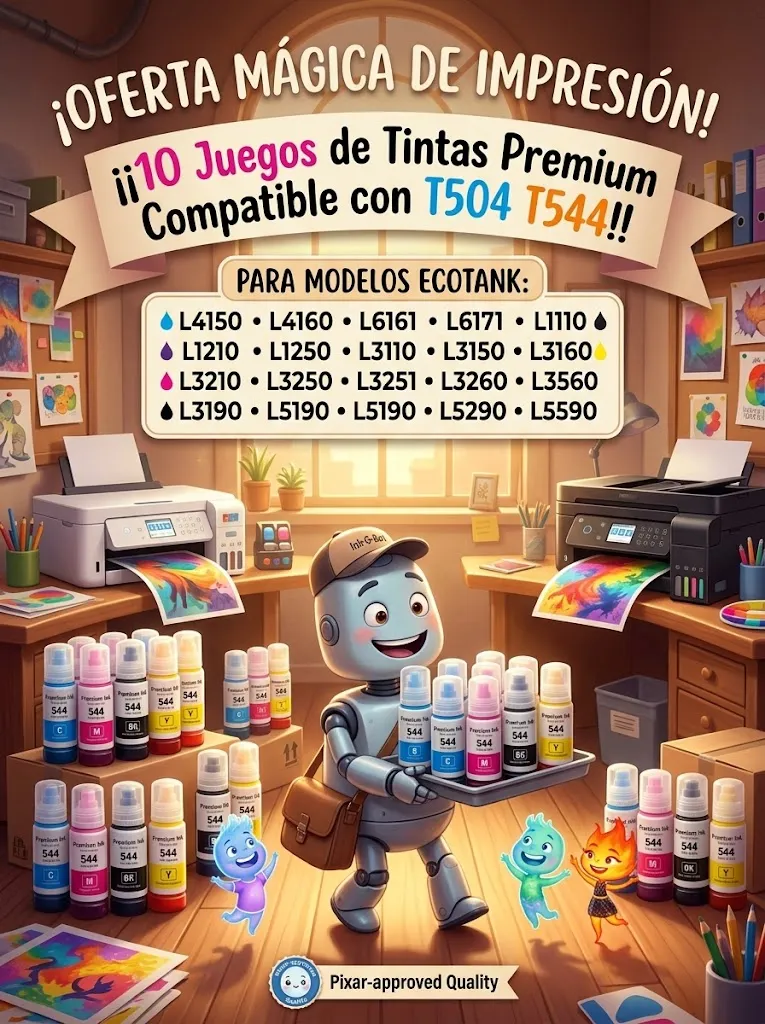 10 Juegos tintas compatible con T504 T544 EcoTnk L4150 L4160 L6161 L6171 L1110 L3110 L3150  l1110 l1210 l1250 l3110 l3150 l3160 l3210 l3250 l3251 l3260 l3560 l5190 l5290 l5590 Envio gratis