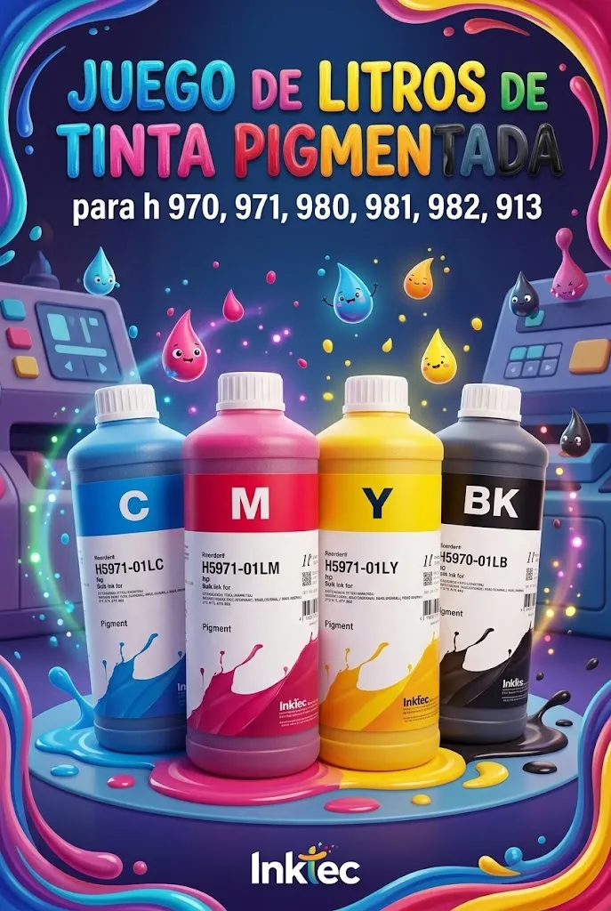 Juego litros de tinta inktec pigmentada para h 970 971 980 981 982 913 972 973 974 975 976 990 991 377dw, 452dn, 452dw, 477dn, 477dw 9010 9020 9025 9030 9040 750dw 777z MFP 772dn PageWide 774dn 774dns779dn