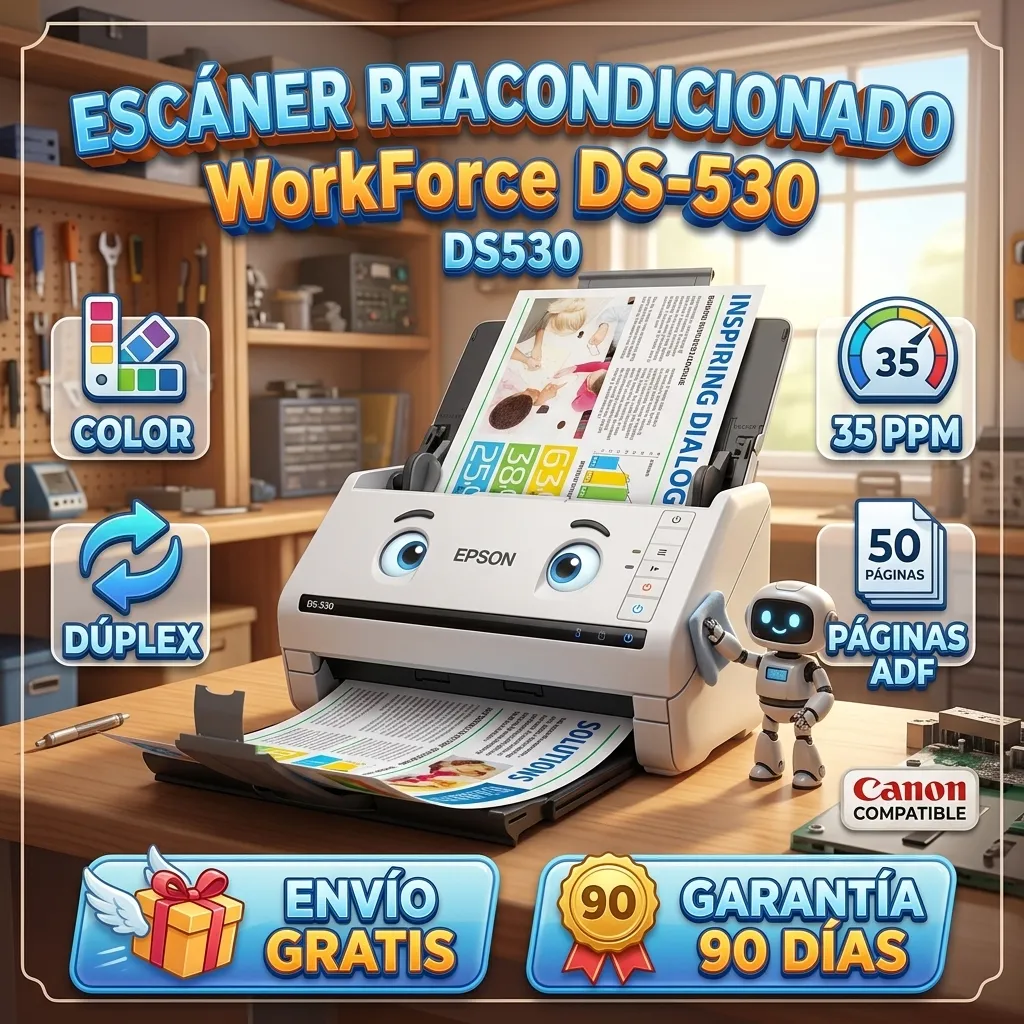 Escaner Reacondicionado WorkForce DS-530 DS530 Color Duplex 35ppm con alimentador de 50 paginas Envio gratis, Garantia 90 dias