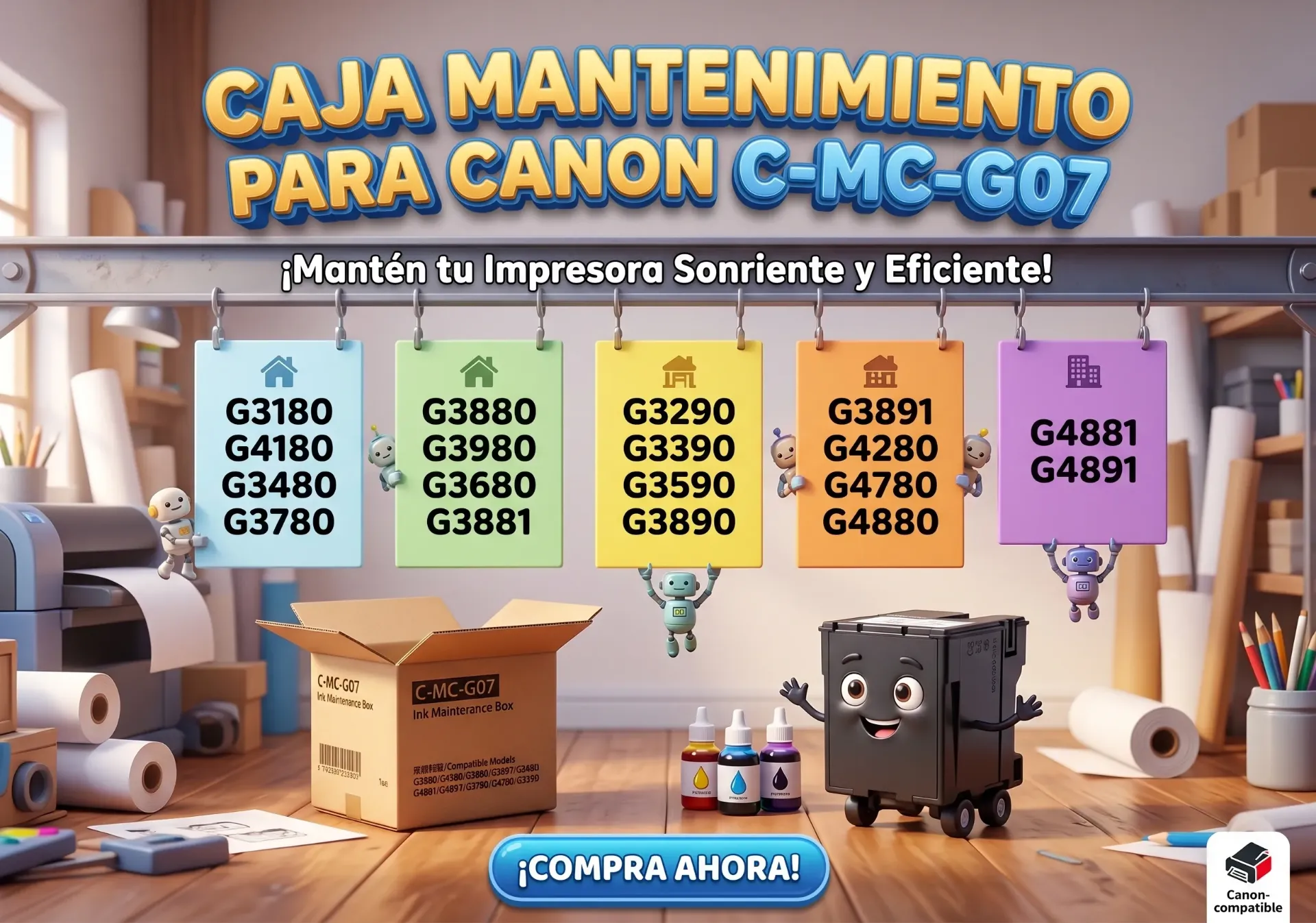 Caja Mantenimiento para Can mc-g07 G3180 G4180 G3480 G3780 G3880 G3980 G3680 G3881  G3290 G3390 G3480 G3590 G3780 G3880 G3881 G3890 G3891 G4280 G4780 G4880 G4881 G4891