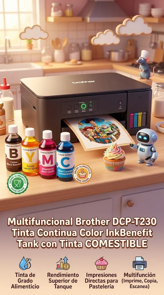 Multifuncional Brother DCP-T230 Tinta Continua Color InkBenefit Tank con Tinta COMESTIBLE, envio gratis, garantia de 6 meses