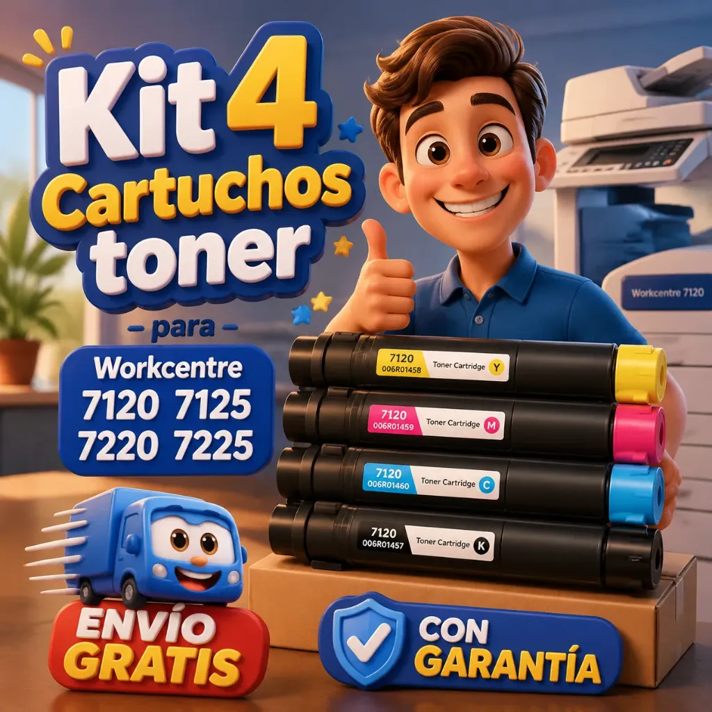 Kit 4 Cartuchos toner para Workcentre 7120 7125 7220 7225 envio gratis con garantia