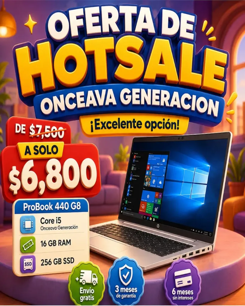 Laptop reacondicionada Excelente Probook 440 g8 core i5 Onceava Generacion 16gb 256gb envio Gratis 3 meses de garantia 6 meses sin intereses