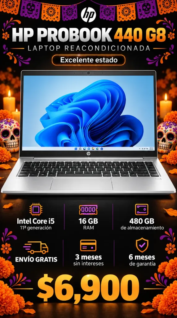 Laptop reacondicionada Excelente Probook 440 g8 core i5 Onceava Generacion 16gb 480gb envio Gratis 3 meses sin intereses 6 de Garantia