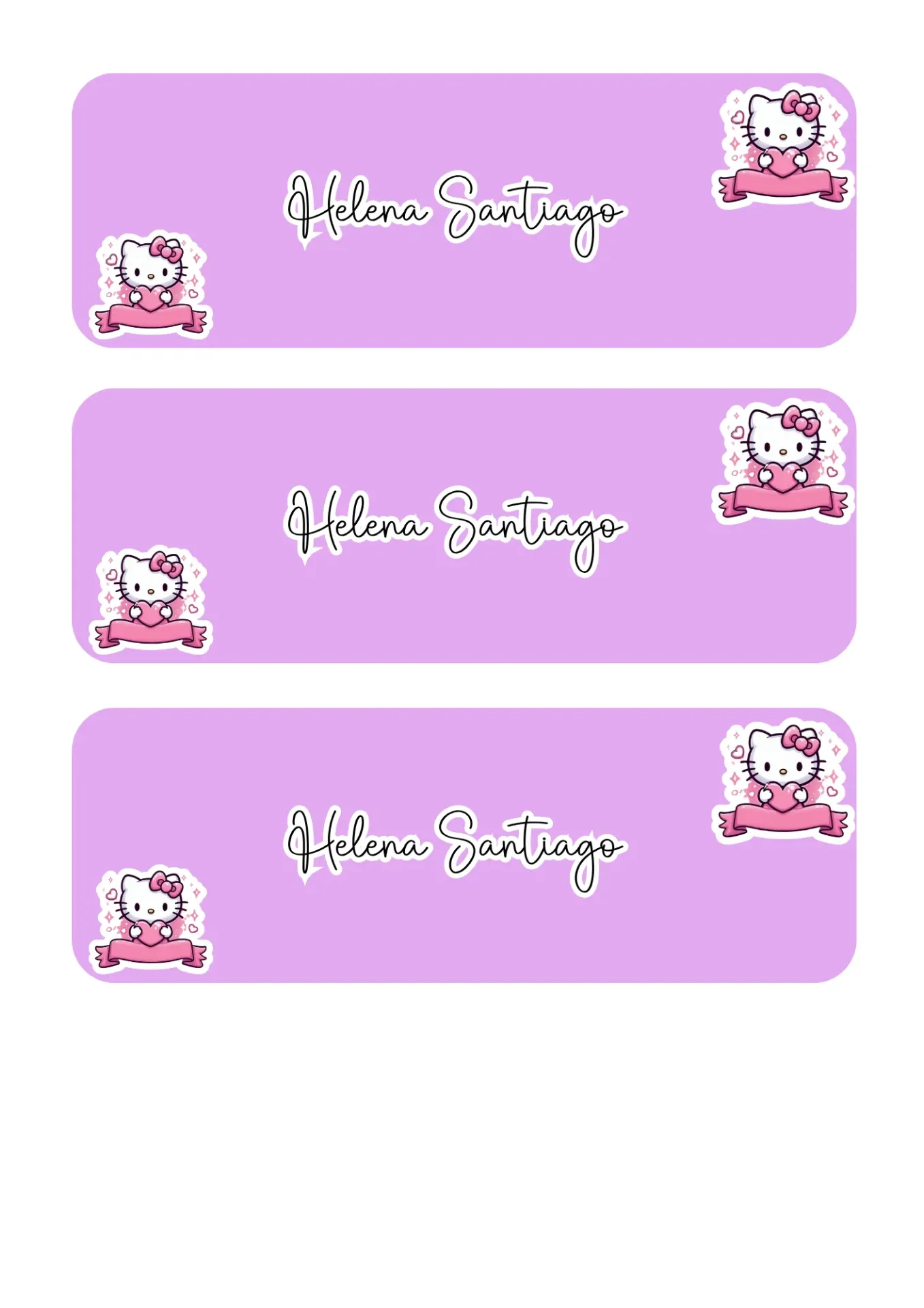 Etiquetas Hello Kitty personalizable