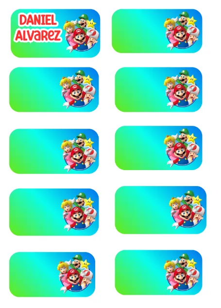 Etiquetas de Mario b personalizable