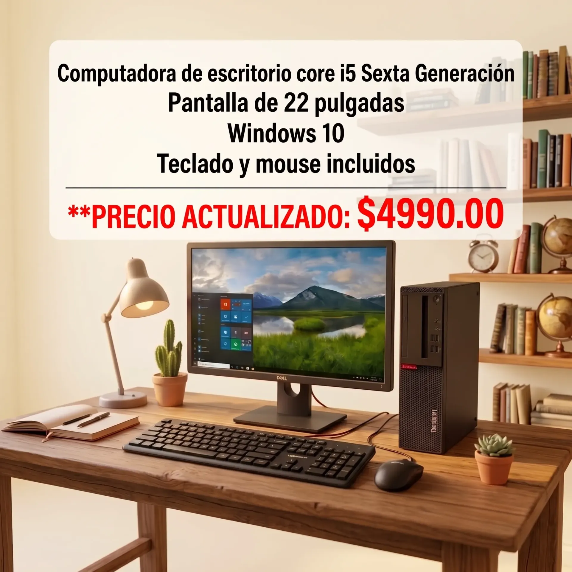 Computadora de escritorio core i5 Sexta Generacion Pantalla de 22 Pulgadas Windows 10 Teclado mouse y envio incluidos