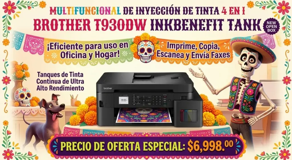 Multifuncional de Inyección de Tinta Brother MFC-T930DW (InkBenefit Tank), Duplex wifi Imprime, Copia, Escanea y Fax, Tanques de Tinta Continua T930 T930DW