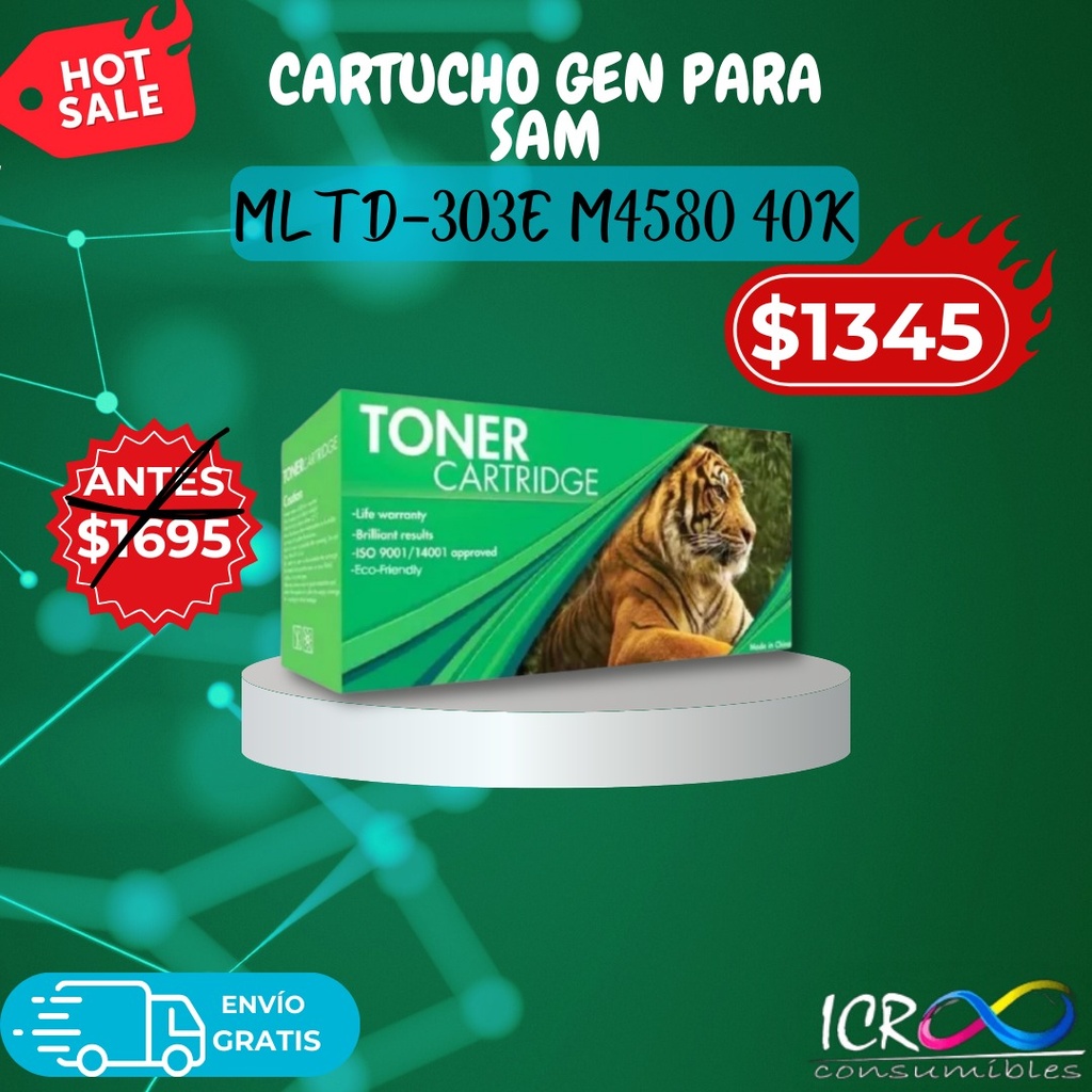 Cartucho Gen Bk para Sam MLT D303E SL M4580FX