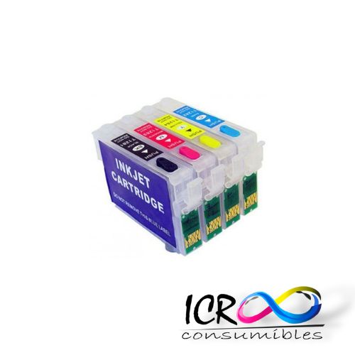 [CARRELL] Jgo Cartuchos Rellenables para Eps T42 140 1401 1402 1403 TX620FWD TX560WD T40WD T42WD WF-7510 WF-7520 WF-3540 WF-3520 140XL