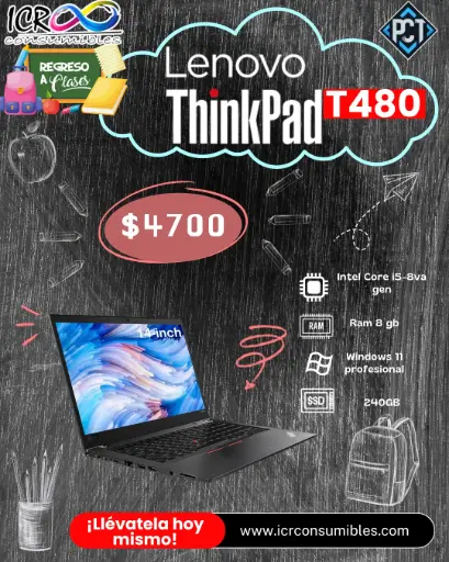 Laptop Lenovo T480 reacondicionada SSD 240 Gb 8 Gb Ram