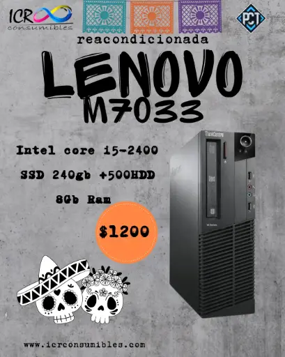 Computadora de Escritorio Reacondicionada Lenovo M19P Type 7033 Core i5 2G W10 SSD 254 Gb