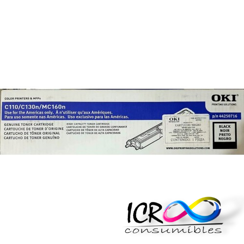 Cartucho Original Remate BK para Oki C110/ C130n / Mc160n PN:44250716