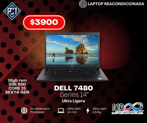 Laptop  Dell Latitude 7480 Reacondicionada SSD 240 Gb 8 Gb Ram Intel core i5-6300u 2.4Ghz 4 nucleos Intel HD Graphics 520