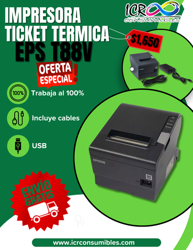Impresora de tickets epson Tm-T88V con cargador