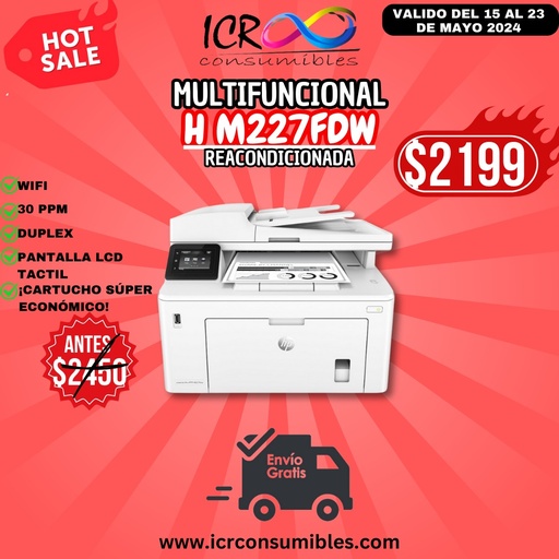 Multifuncional reacond hp M227 Duplex wifi pantalla tactil