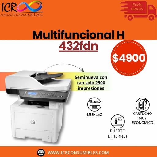 Multifuncional sem hp 432dn solo 2500 impresiones