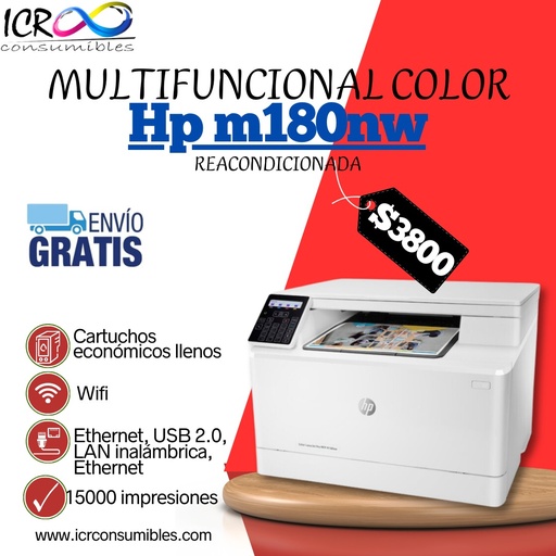 Multifuncional reacond hp m180nw Color WIFI