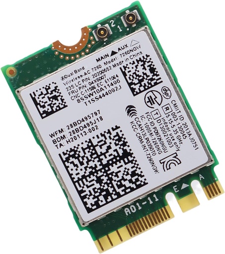 Adaptador de red inalámbrico 8260NGW WiFi BT  Wireless-AC  NGFF M2 Interfaz 1200Mbps Adaptador WiFi con Bluetooth 4.2, Intel Wireless-AC 8260NGW, Wireless-AC 2.4GHz 300Mbps y 5GHz 867Mbps