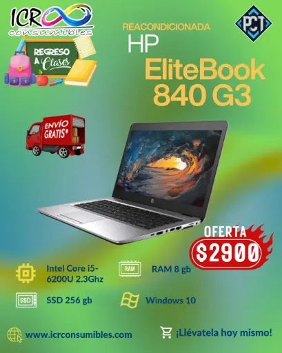 Laptop reacondicionada HP Elitebook  820 G3 - Intel Core i5 8250U SSD 240 gb Ram 8gb 12"