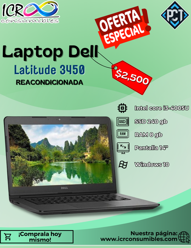 Laptop  Dell Latitude 3450 reacondicionada SSD 240 gb ram 8gb 14"