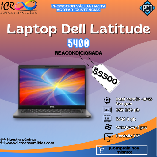 Laptop Dell Latitud 5400 Reacondicionada SSD 240gb Ram 8gb 14´´