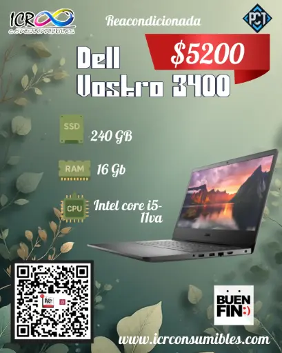 Laptop Vostro Dell 3400 Intel Core i5-1135G7 Reacondicionada SSD 240gb Ram 16gb 14´´