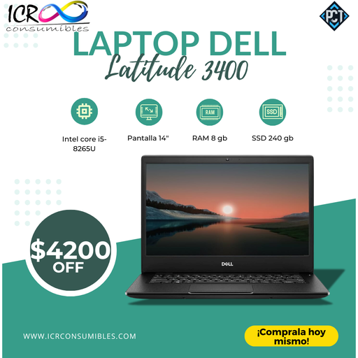 Laptop Dell Latitud 3400 reacondicionada SSD 240gb Ram 16gb pantalla 14´´ Intel Core i5 -8265U Windows 11 Profesional