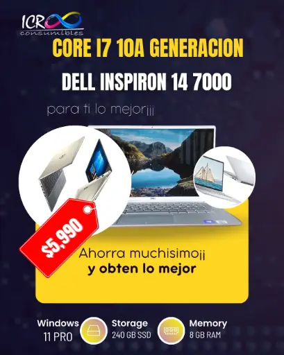 Laptop Dell Inspiron  14 7000 Intel Core i7-10510U Reacondicionada SSD 240gb Ram 8gb pantalla 14´´