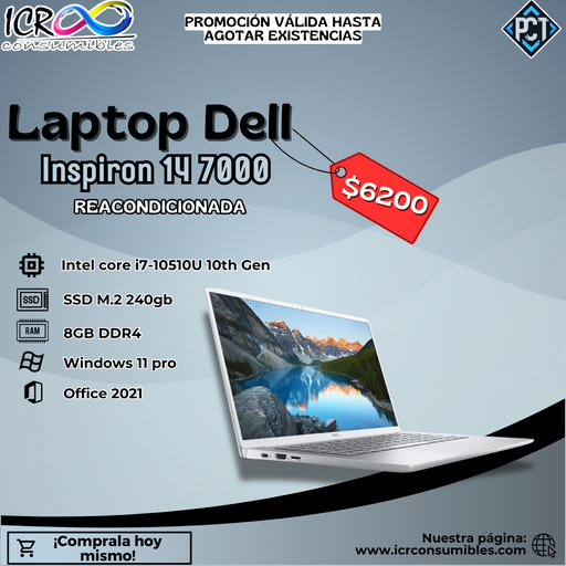 Laptop Dell Inspiron  14 7000 Intel Core i7-10510U Reacondicionada SSD 240gb Ram 8gb pantalla 14´´