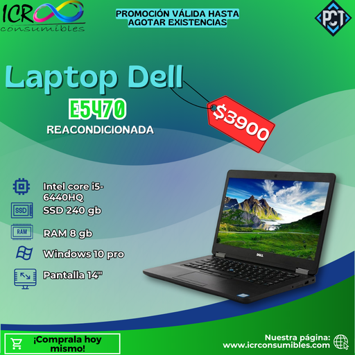Laptop Dell E5470 Intel Core i5-6440HQ Reacondicionada SSD 240gb Ram 8gb, pantalla 14´´