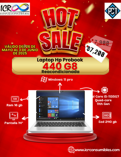 Laptop Hp Probook 440 G8 Intel Core i5-1135G7 Quad core Reacondicionada SSD 240gb 16gb Ram  Pantalla 14´´