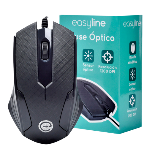Mouse Óptico Alámbrico Easy Line El-994121 1200dpi 1.5mts