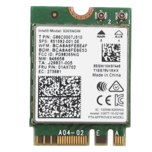 Tarjeta Wifi Intel Wireless-ac 8265ngw Dual Band Bt4.2 851592-001 01ax702